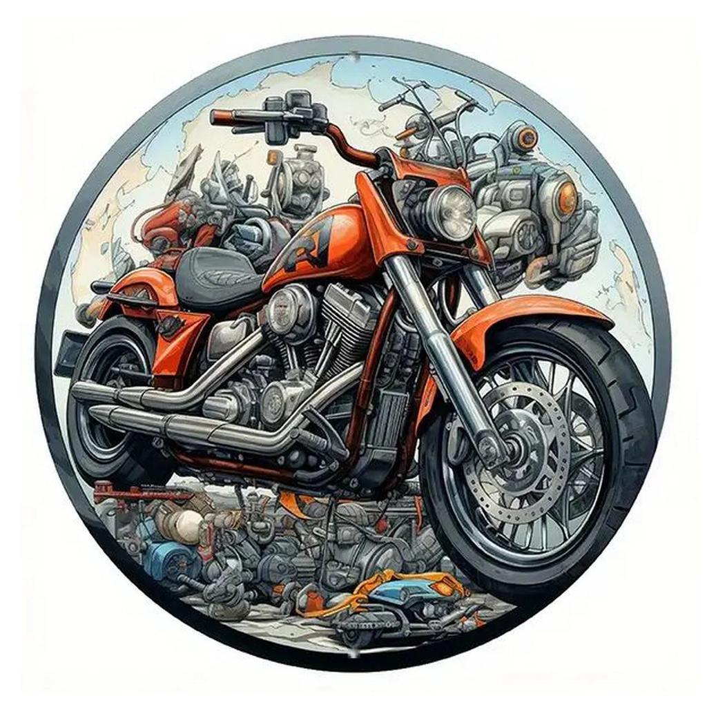 Vintage D Tłoczony Okrągły Metalowy Znak Motocyklowy Zestaw Retro Biker Chopper Dekoracja Ścienna do Garażu Jaskini Mężczyzny Baru Pubu Entuzjasta Motocykli