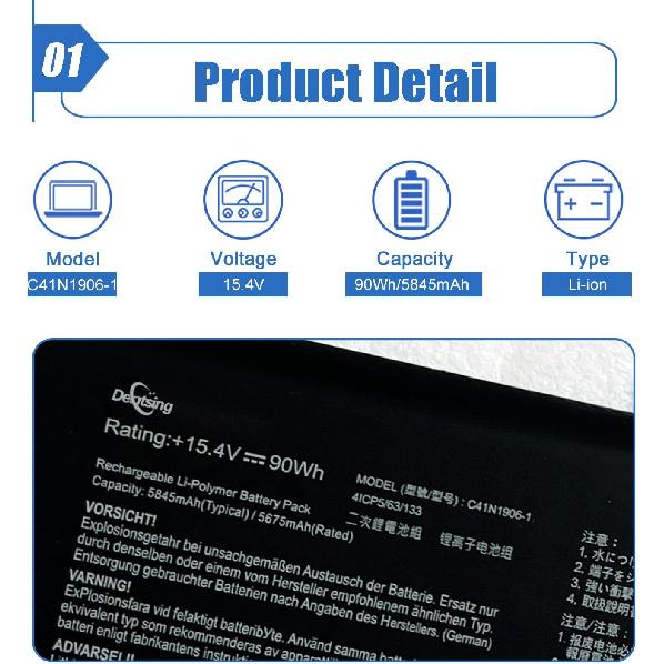 

Dentsing C41N1906-1 (Long Cable) 90Wh Laptop Battery Compatible with ASUS FA506IV FA566IV FX506 FX566IV FX766IU TUF Gaming A15 FA506IV-AL991T Series