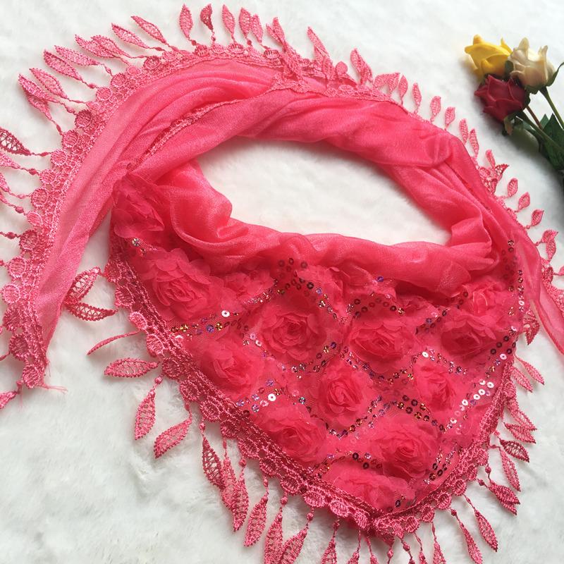 Frühling Und Herbst Frauen Dreieck Schal Exquisite Quaste Stickerei Dünne Seide Schal Schal