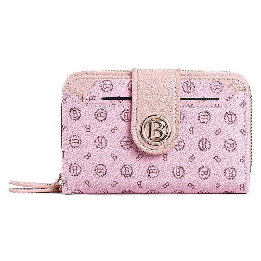 Women's Medium-Length Wallet with Button and Zipper - European & American Style