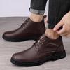 Men's Black Fleece-Lined High-Top Martin Boots - British Style, Plus Size, Autumn/Winter.