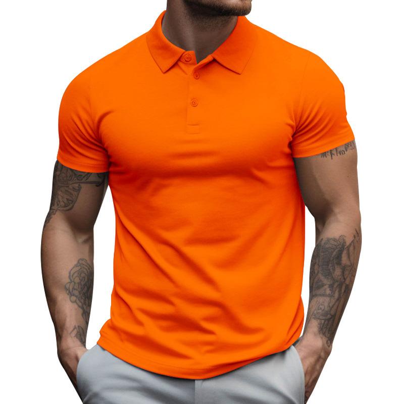 Mens Summer Short Sleeve Solid Color Polo Shirt Loose Breathable Sport T Shirt