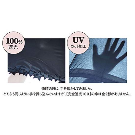 Pink Trick Long 6 Deep 34541 Umbrella, Ivory/Greige, 50cm, Ruffled, Ribs, Shaft,