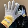 2025 Cute Bow Knitted Plush Gloves Autumn And Winter Warm Five-finger Cute Student Winter Gloves