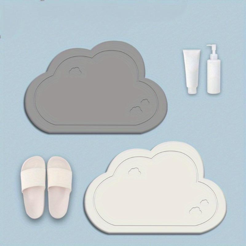 1pc Solid Color Cloud Diatom Mud Floor Mat, Bathroom Absorbent Quick-drying Foot Mat, Bedroom Entrance Anti-slip Door Mat