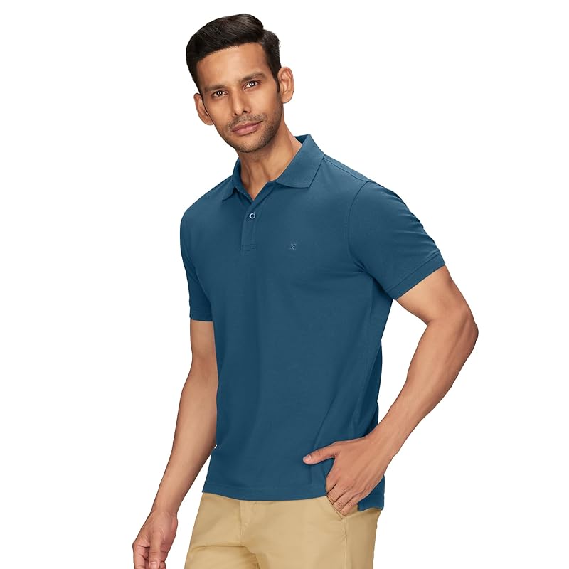XYXX Men s Solid Regular Fit Shirt (XY_CR14_Polo Tshirt_1_Black L синий