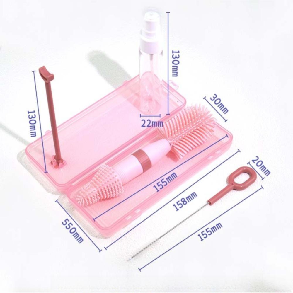 Silikon Flaschenreinigungsbürsten-Set mit Aufbewahrungsbox Baby-Nippelbürsten-Set Outdoor-Reise