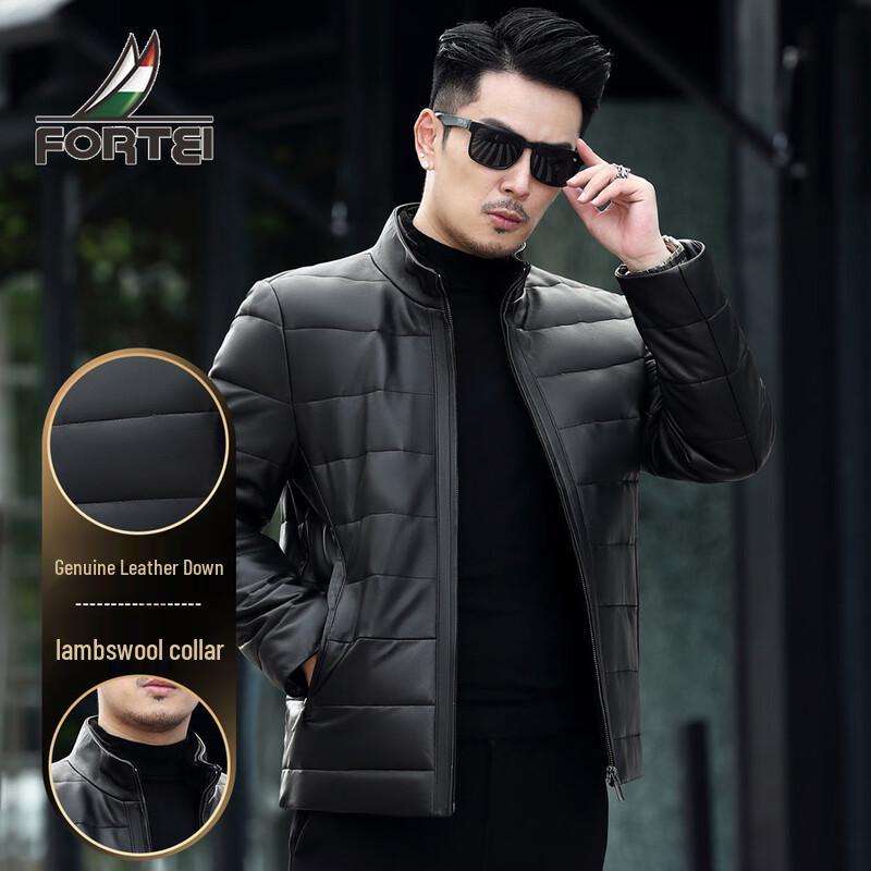 

Мужская зимняя пуховая кожаная куртка из овчины с воротником из овечьей шерсти M