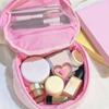 Kawaii Strawberry Plush Makeup Bag Large Capacity Travel Toiletry Organizer Cute Aesthetic Cosmetic Pouch Storage Case Women