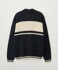 Satur Color Block Knit Zip-Up Navy