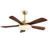 Mid-Century Walnut Ceiling Fan Light for Nordic Living Room, Bedroom, or Dining Room - Solid Wood Design