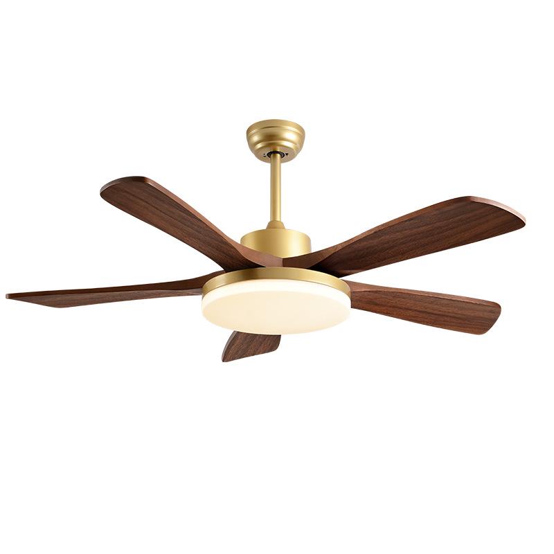 Mid-Century Walnut Ceiling Fan Light for Nordic Living Room, Bedroom, or Dining Room - Solid Wood Design