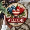 2D Flat, 1pc Vintage Patriotic Heart Metal Wall Sign - 7.87-Inch Flag & USA Map Heart, Waterproof Fade-Resistant / Decoration Suitable for Porch