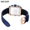 Megir Blue Rose Rectangle Mens Quartz Wrist Watches ML2061G