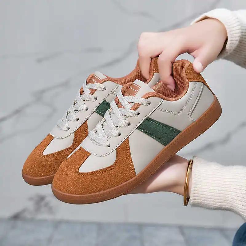 Fashion Normal Leather Flat-heeled Sneakers Men All Brands Woman Skateboarding Beige Boots Women Vulcanized Shoes Sport Tennes