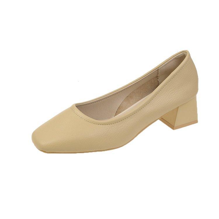 

Autumn new Korean version thick heel single shoes square head shallow mouth simple high heels black professional women s shoes 35 жёлтый