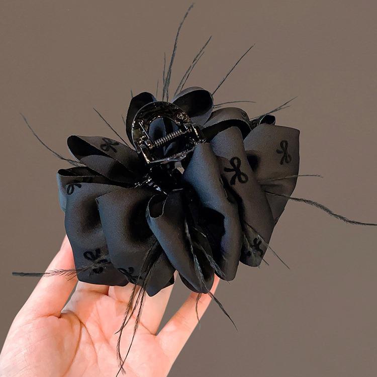 Elegant Retro Satin Bow Hair Clip for Women - Perfect for Low Ponytails and Head Ornaments