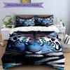 3pcs Tiger Print Bedding Set - 1 Duvet Cover + 2 Pillowcases(Core Not Included), Machine Washable Polyester Yy251216118