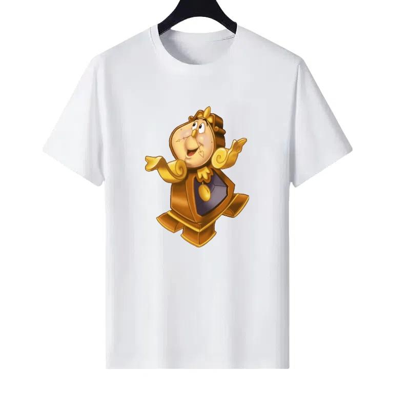 

Disney Beauty And The Beast Pattern Woman Fashion Parent-child Clothing Cartoon Children s Short Sleeves T-Shirt Blouses 140