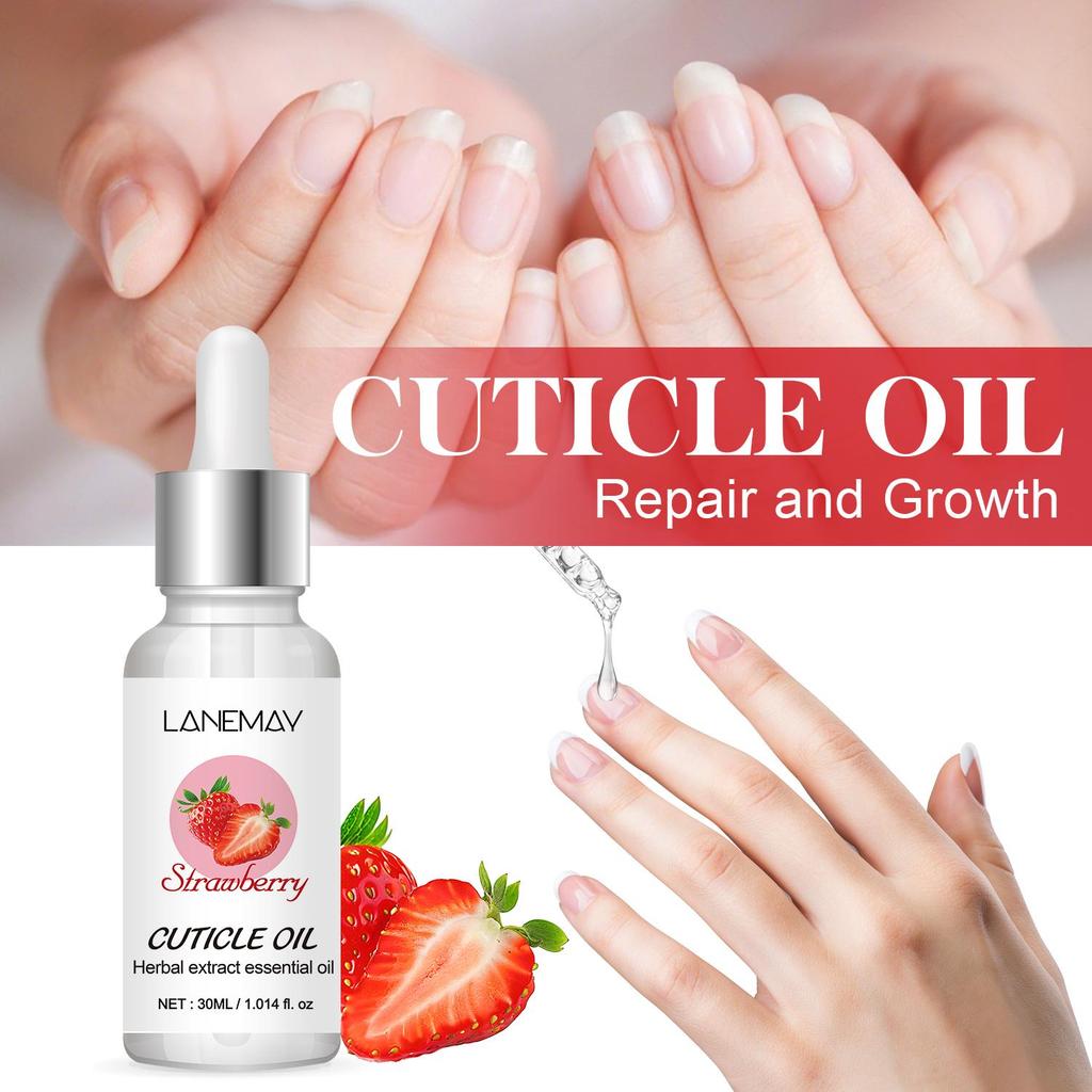 Strawberry Cuticle Oil-Repair Finger Nails-Herbal Extract Essential Oil With Strawberry Fragrance-30ml