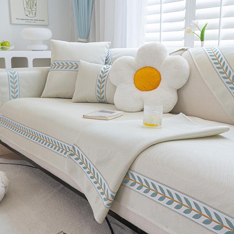 Ice Silk Sofa Cushion, Summer Mat, Non-Slip Seat Cushion, Advanced Sense  New Cream Wind Sofa Cover Cover Cloth