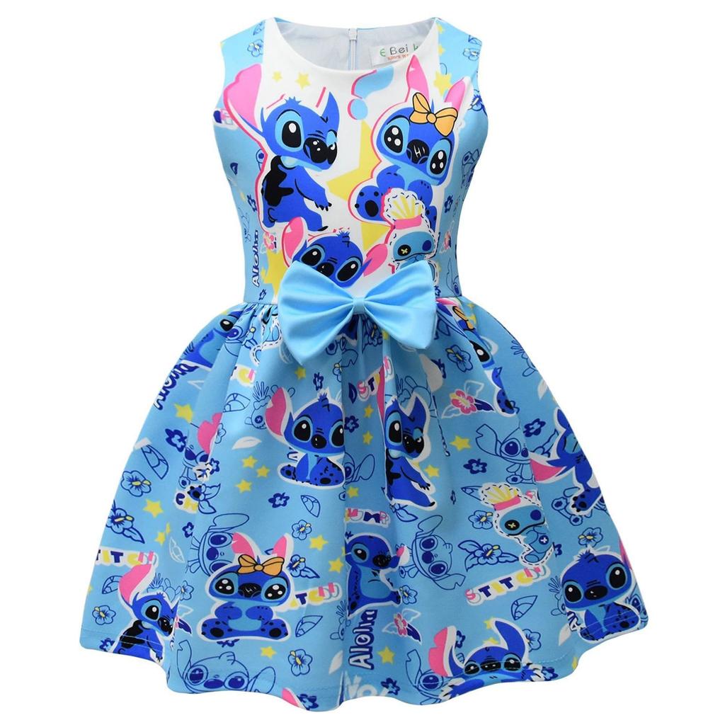 New Summer Products, Interstellar Baby Stitch Girl Dress Dress, Medium Older Children'S Bow Princess Dress