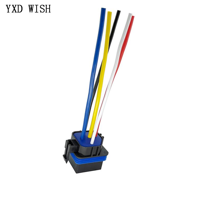 Waterproof Automotive Relay DC 5V/12V/24V/48V Car Relay With Black Red Copper Terminal Auto Relays 5pin 40A With Relay Socket Relays 5