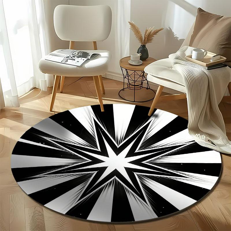 Free shipping Striking Black and White Starburst Circle Rug for Modern Living Spaces round carpet for home sofa bedroom,gift