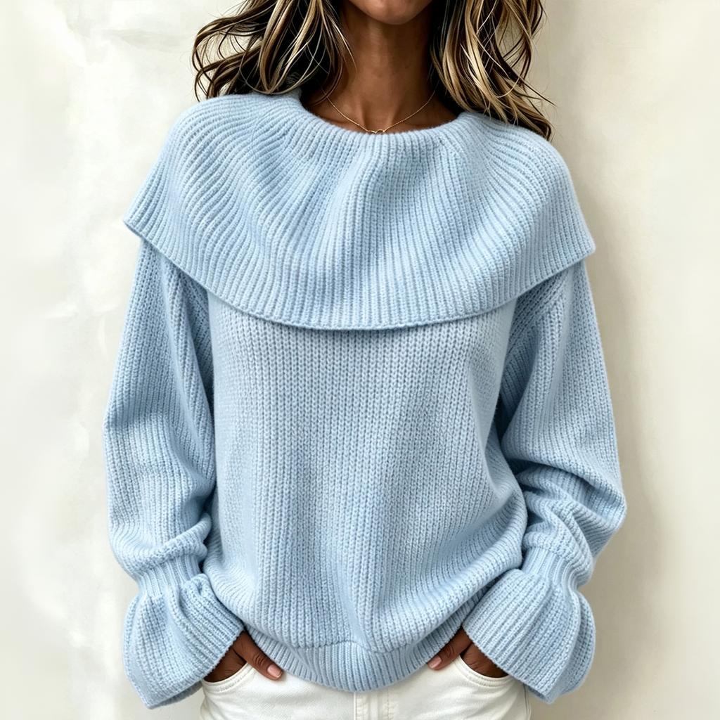 Women's Casual Ruffle Long Sleeve Pullover Sweater Top, Loose Fit for Everyday Wear