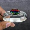 Mystic Topaz Handmade 925 Sterling Silver Cuff Bangle Adjustable L3B58