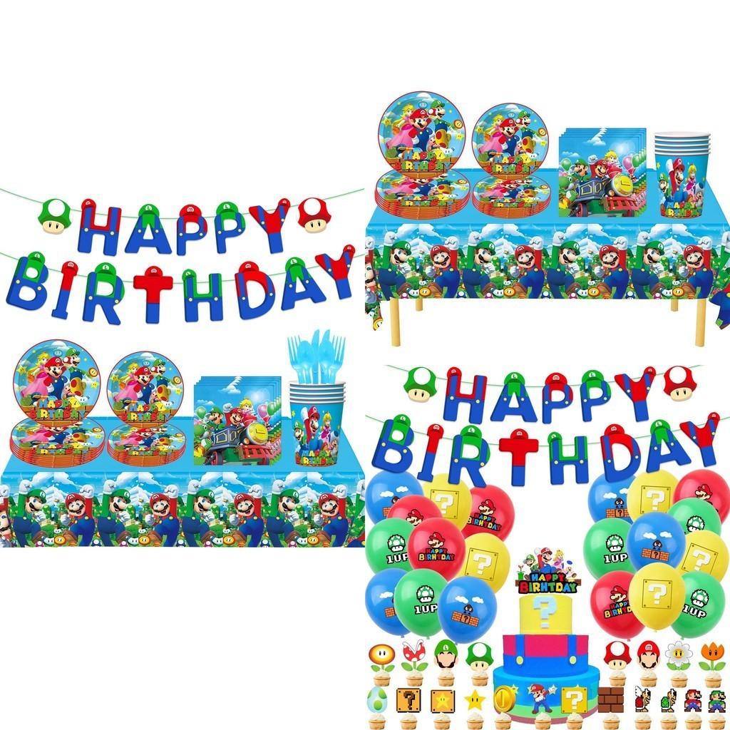 Super Mario Decorações de Mesa de Festa de Aniversário Pratos de Papel Toalha de Mesa Conjunto Para Suprimentos de Festa Infantil
