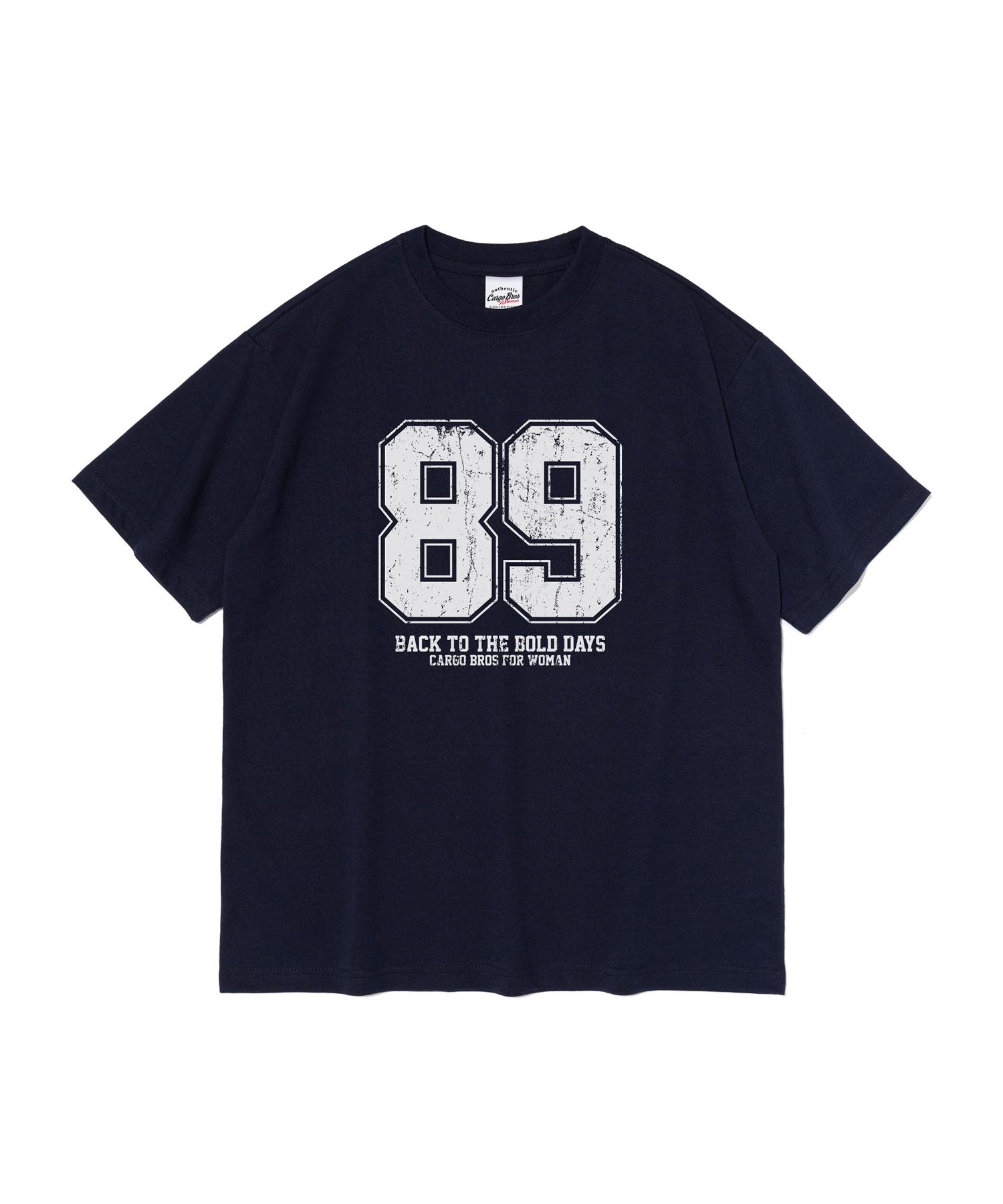 Cargo Bros For Woman Retro Number Logo Short Sleeve T-Shirt (Navy) S