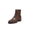 Krazing Pot Cow Skin Winter Round Toe Chunky Heels Motorcycle Boots Size 43 Zipper Women Platform Ankle Boots