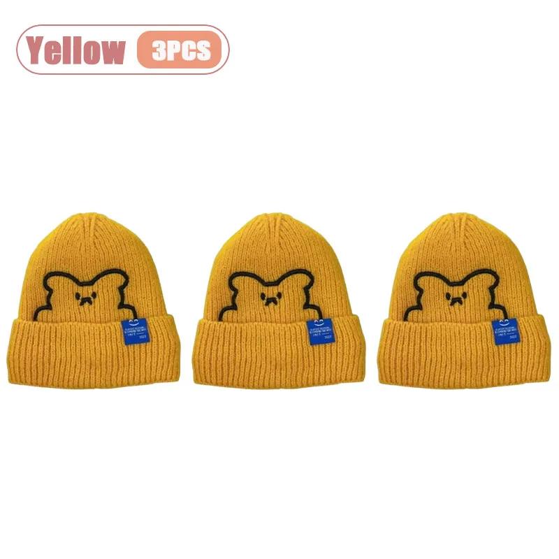 1-10PCS Winter Bear Knit Hat for Women Plush Furry Beanie with Ear Protection Warm Knitted Cap Perfect Christmas Gift