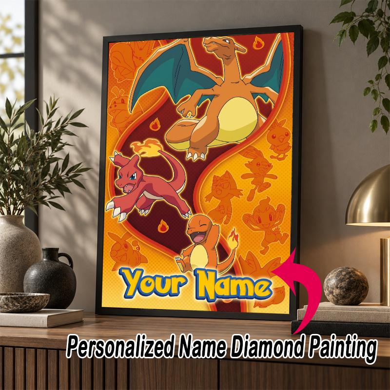 Personalized Charizard Diamond Art Custom Name 5D Diamond Painting Full Drill DIY Craft