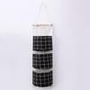 Grid Pattern Cotton Linen Three-Pocket Hanging Storage Bag
