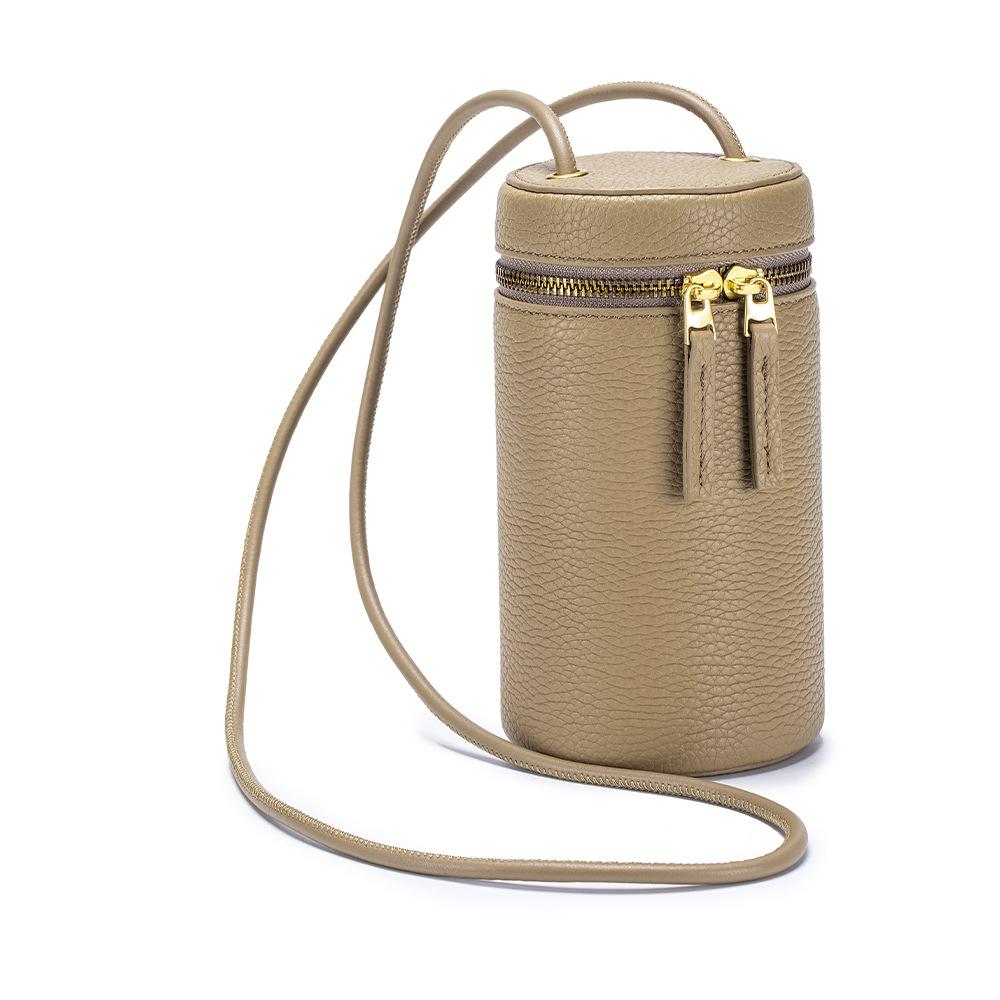 Women S Genuine Leather Niche Crossbody Bag High-End Bucket Bag First Layer Cowhide Mobile Phone Cylinder Premium