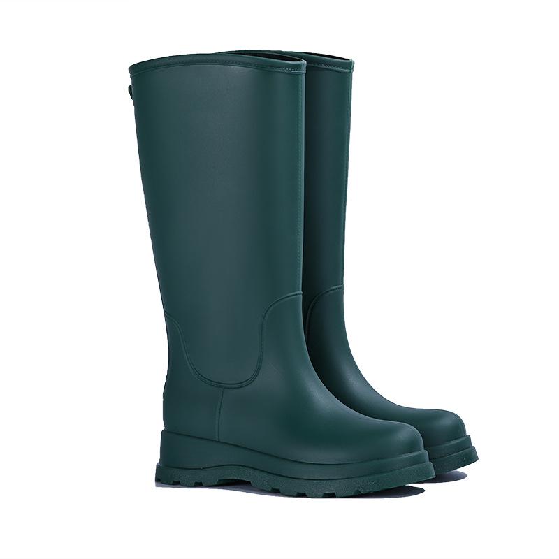 Fashion classic rain shoes women's high rain boots rainy day outdoor travel thickened non-slip waterproof shoes women's rubber shoes British boots