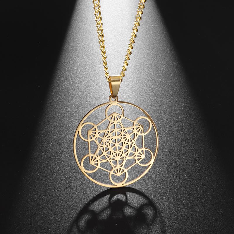 Metatron Pendant Archangel King Solomon Signet Necklace Stainless Steel Hollow Chain Jewelry Men Women Amulet Gift