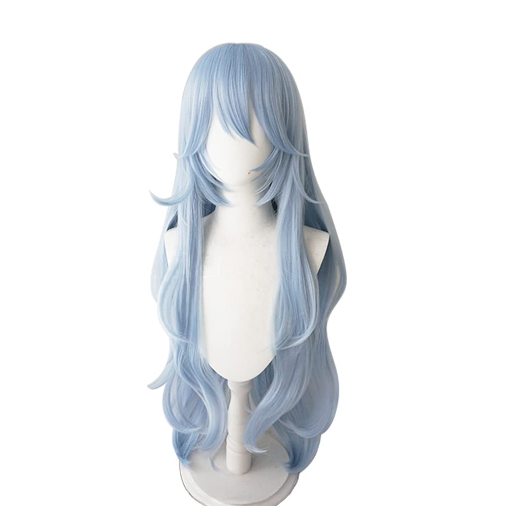 Rei Ayanami Anime Wig Costume Character Long Wavy Light Blue Party Cosplay Wig Synthetic Hair