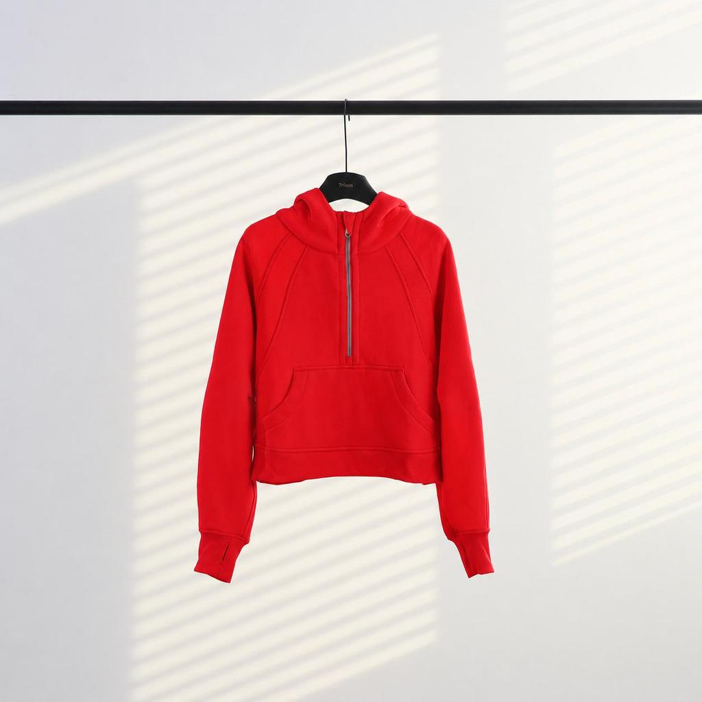 In Stock: Women's Autumn/Winter Half-Zip Hooded Sweatshirt - Long Sleeve, Loose Fit, Casual Outdoor Sportswear