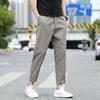 Japanese-Style Summer Cotton-Linen Men's Pants, Trendy Brand, Loose Fit, Breathable, Casual Cropped Pants, Thin Slim-Fit Pants
