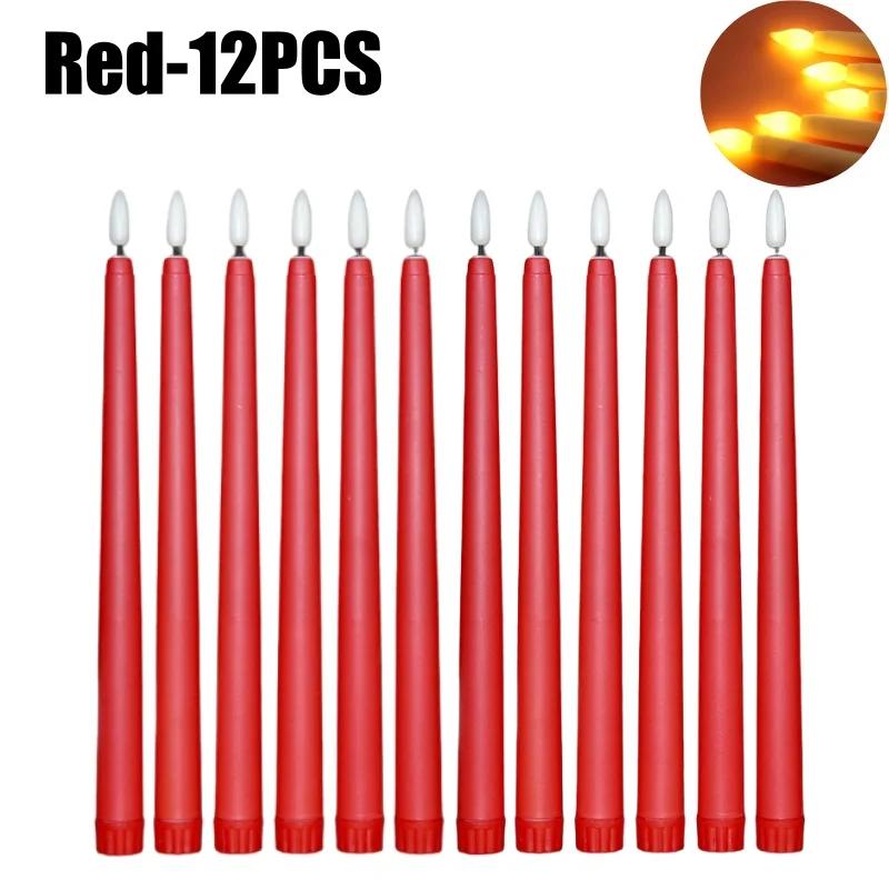 Remote Control Colourful Long Candles Led Flameless Taper Electronic Candles for Dinner Party Wedding Decoration