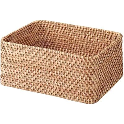 MUJI Stackable Rattan Rectangular Medium 36cm W X 26cm D X 16cm H 47381306 Basket Basket, (V) Approx.