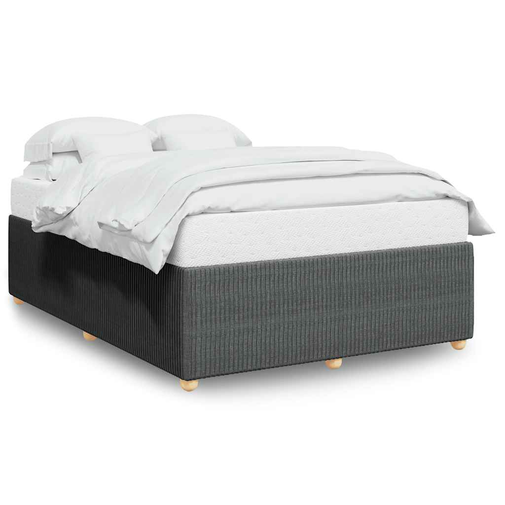 Vidaxl Bed Frame Without Mattress, Dark Gray, 140X190 Cm, Fabric Upholstered