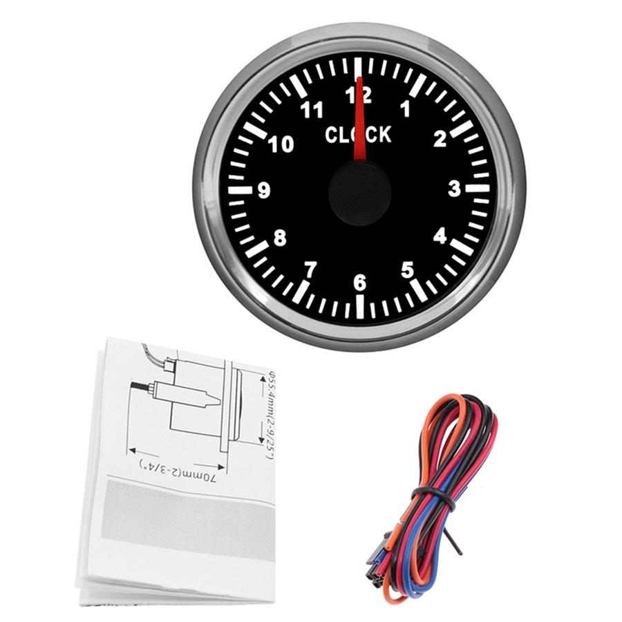 2"/52mm Clock Gauge 12 Hours Format Clock Meter Red Backlight For Car Boat Yacht