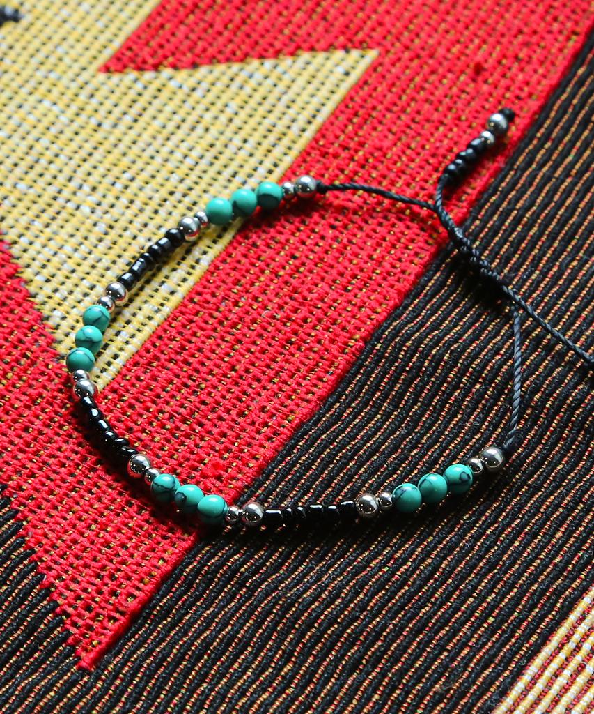 Knd Black & Green Turquoise Bead Bracelet