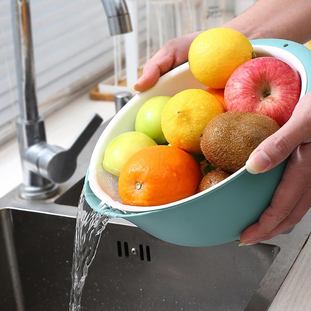 Kitchen Bowl And Strainer Set, Detachable Double-Layer Multi-Purpose Drain Basket for Mixing Noodles