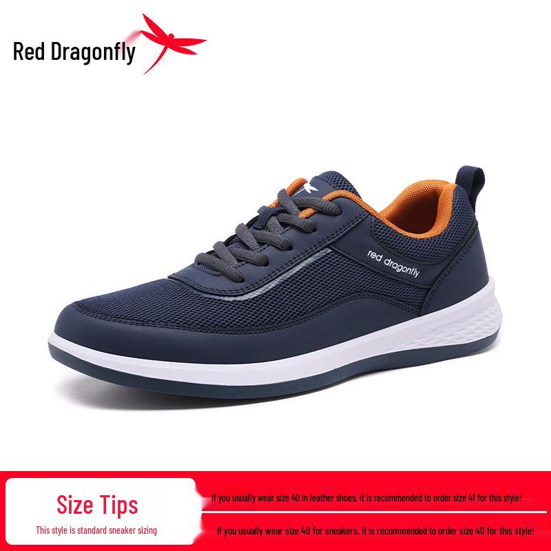 Red Dragonfly Men s Black Leather Waterproof Sports Casual Shoes - Spring/Summer Collection. 44