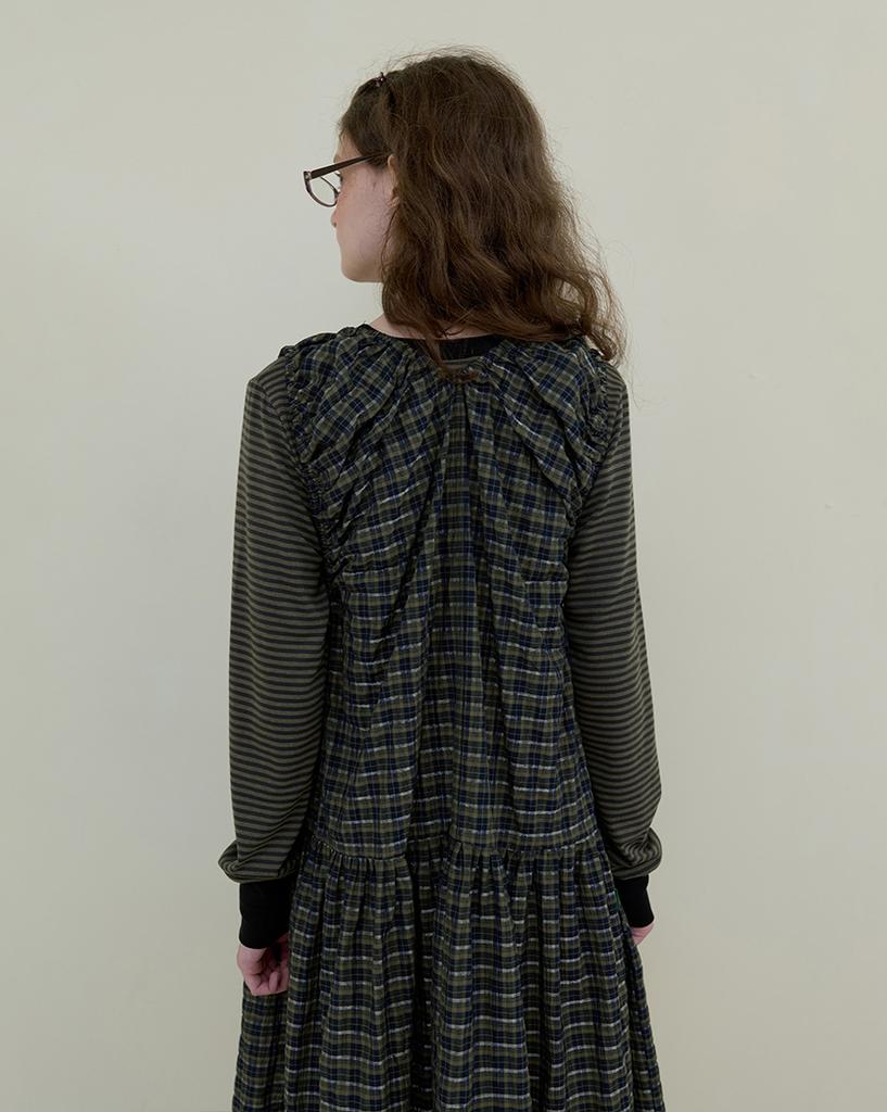 Nokeontencheu 251. Check Banding Sleeveless Dress _ Khaki